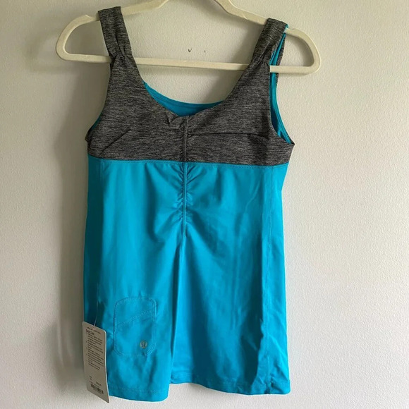 NWT LULULEMON Spirit Tank Blue and Heathered Dark Grey Full Length Size 6 - Picture 4 of 9